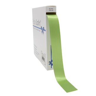4A Satin Ribbon | Colour: Light green | Width 25 millimeter | Length 100 meter | Per roll