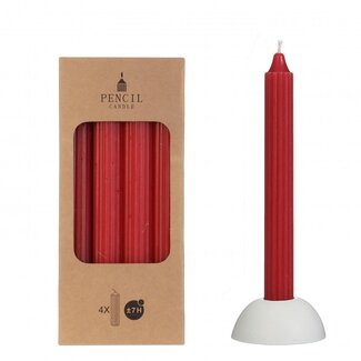 4A Potlood Kaars | Kleur: Rood | Diameter 2.2 centimeter | Lengte 20 centimeter | Per 4 kaarsen