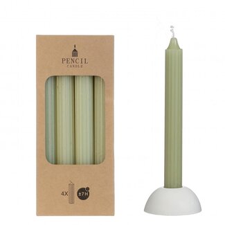 4A Bougie Crayon | Couleur: Vert clair | Diamètre 2.2 centimeter | Longueur 20 centimeter | Par 4 bougies
