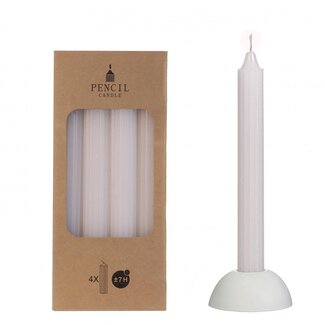 4A Bougie crayon | Kleur: Blanc Naturel | Diamètre 2.2 centimeter | Longueur 20 centimeter | Par 4 bougies