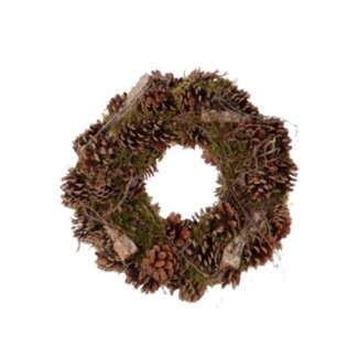 4A Bois Pomme de pin Couronne | Couleur: Vert | Diamètre 30 centimeter | Par couronne