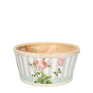 4A Houten Bloempot Plantenbak "Roos" | Kleur: Roze | Diameter 22 centimeter | Hoogte 11 centimeter | Per 10 plantenbakken