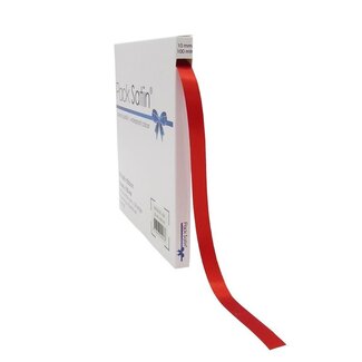 4A Satin Ribbon | Colour: Red | Width 10 millimeter | Length 100 meter | Per roll