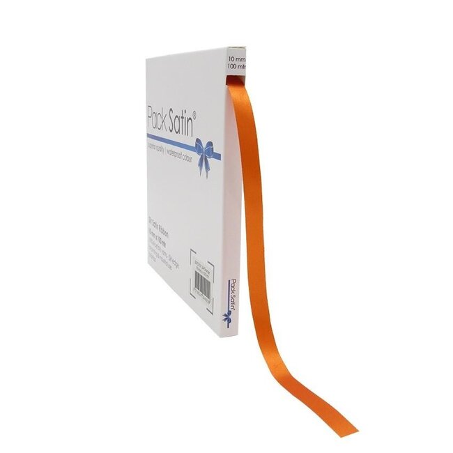 Satin Ribbon | Colour: Orange | Width 10 millimetre | Length 100 metre | Per roll