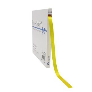 4A Satijnen Lint | Kleur: Geel | Breedte 10 millimeter | Lengte 100 meter | Per rol