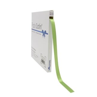 4A Ruban satiné | Couleur: Vert clair | Largeur 10 millimeter | Longueur 100 meter | Par rouleau
