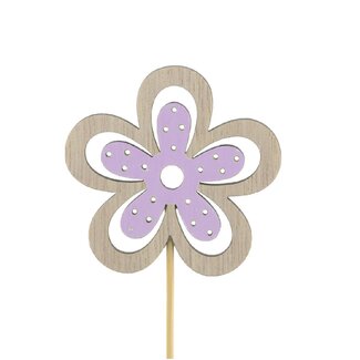 4A Blume Yuki am Stiel | Farbe: Lilafarben | Blumenstecker | Durchmesser 6 centimeter | Länge ± 10 centimeter | Pro 25 Blumenstecker
