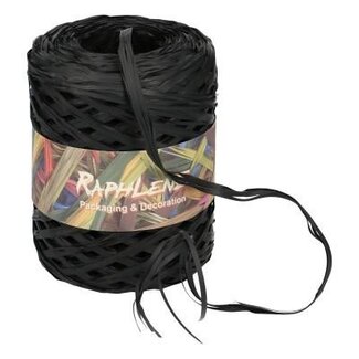 4A Raffia Lint | Kleur: Zwart | Breedte 13 millimeter | Lengte 200 meter | Per rol