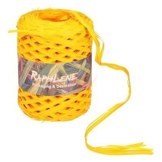 4A Raffia Lint | Kleur: Geel | Breedte 13 millimeter | Lengte 200 meter | Per rol