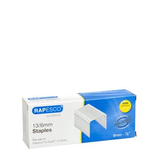 4A Heftklammern Rapid 13/6 | Farbe: Silberfarben | Größe 6 millimeter | Inhalt 5000 Heftklammern | Pro Schachtel