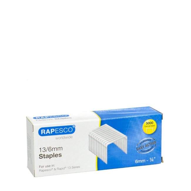 Staples Rapid 13/6 | Colour: Silver-coloured | Size 6 millimeter | Contents 5000 staples | Per box