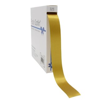4A Ruban satiné | Couleur: Doré | Largeur 25 millimeter | Longueur 100 meter | Par rouleau