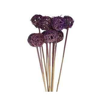 4A Rattan Bal on stick | Colour: Purple | Brunchbal Bijsteker | Diameter 5 centimeter | Length ± 50 centimeter | Per 10 bijstekers