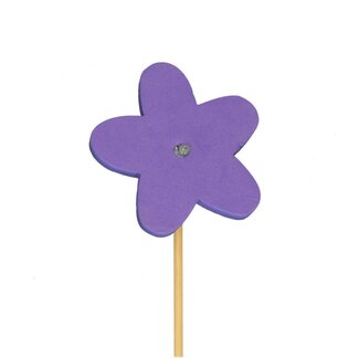 4A Flower on a stick | Colour: Lilac-coloured | Flower pick | Diameter 7 centimeter | Length ± 50 centimeter | Per 25 flower picks