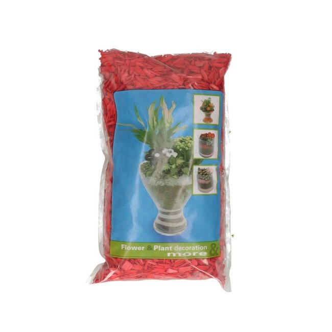 Houtsnippers | Kleur: Rood | Diameter 10 - 20 millimeter | Inhoud 5 liter | Per zak