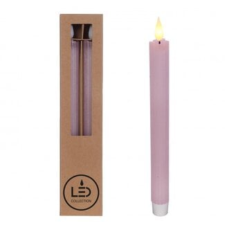4A Bougie crayon LED | Couleur : Rose | Diamètre 2.1 centimètre | Hauteur 25 centimètre | Piles AAA non incluses | Par 2 bougies