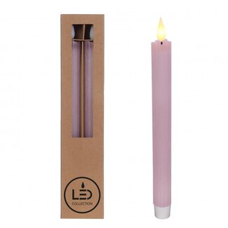 4A Potlood Kaars LED | Kleur: Roze | Diameter 2.1 centimeter | Hoogte 25 centimeter | Exclusief AAA batterijen | Per 2 kaarsen