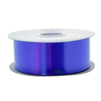 4A Ruban satiné poly | Couleur: Bleu foncé | Largeur 50 millimeter | Longueur 91 meter | Par rouleau