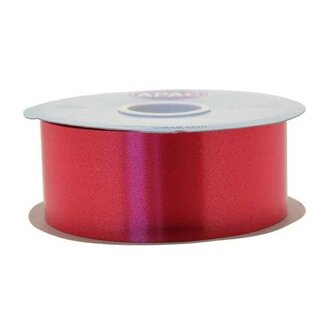 4A Poly Satin Ruban | Couleur: Rouge | Largeur 50 millimeter | Longueur 91 meter | Par rouleau