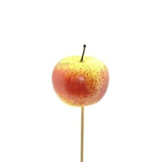 4A Appel op stok | Kleur: Rood Groen | Diameter 6 centimeter | Lengte ± 50 centimeter | Per 25 bijstekers