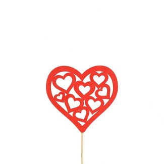 4A Heart pick “Kiki” | Colour: Red | Length pick ± 12 centimeter | Diameter heart 8 centimeter | Per 25 picks