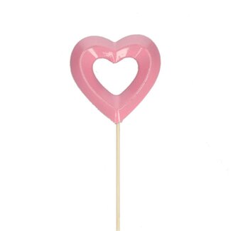 4A Open Hart Bijsteker | Kleur: Roze | Lengte bijsteker ± 50 centimeter | Diameter hart 8 centimeter | Per 25 bijstekers