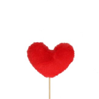 4A Hart Bijsteker “Fuzzy” | Kleur: Rood | Lengte bijsteker ± 12 centimeter | Diameter hart 8 centimeter | Per 25 bijstekers
