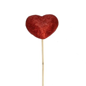4A Glitter Heart Pick | Colour: Red | Length pick ± 50 centimeter | Heart diameter 7 centimeter | Per 25 picks