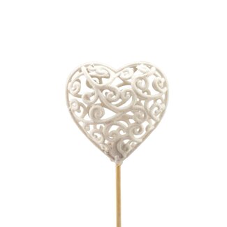 4A Pique-cœur “Heartroque” | Couleur: Blanc naturel | Longueur de la pique ± 12 centimeter | Diamètre du cœur 6 centimeter | Par 24 piques