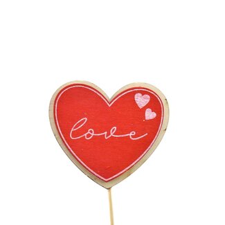 4A Heart pick “Love” | Colour: Red | Length pick ± 12 centimetre | Heart diameter 9 centimetre | Per 24 picks