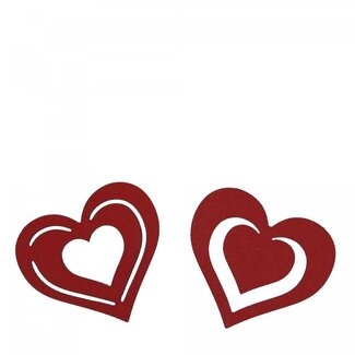 4A Houten Hart Decoratie | Kleur: Rood | Diameter 4 centimeter | Per 24 harten