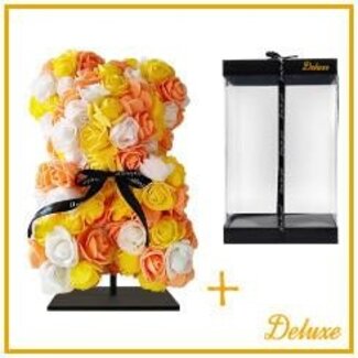 4A Bear of Foam Roses Mix | Colour: Yellow and Orange | Height 25 centimeter | including stand | Per bear