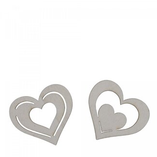 4A Wooden Heart Decoration | Colour: Natural White | Diameter 4 centimetre | Per 24 hearts