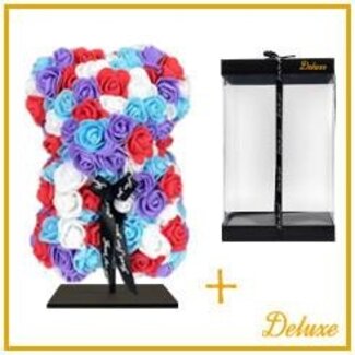 4A Ours de mélange de roses en mousse | Couleur: Violet et Rose | Hauteur 25 centimeter | inclus support | Par ours