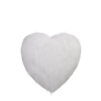 4A Duveteux Cœur Suspension Décoration | Couleur: Blanc naturel | Diamètre 17 centimeter | Par suspension