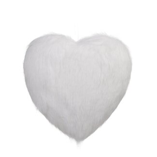 4A Fluffy Heart Hanger Decoration | Colour: Natural White | Diameter 23 centimetre | Per hanger