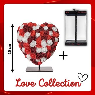 4A Hart van Foam Rozen | Kleur: Bordeauxrood | Hoogte 15 centimeter | inclusief standaard | Per hart