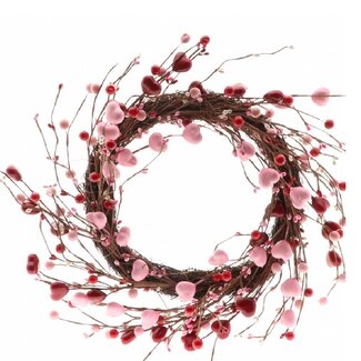 4A Hart Decoratie Krans “Valentine” | Kleur: Rood | Diameter 45 centimeter | Per krans