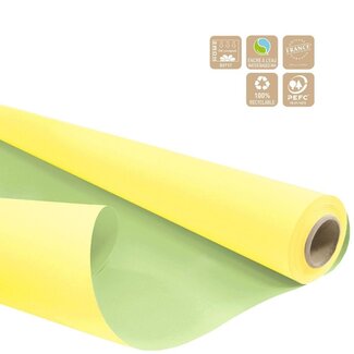 4A Tweezijdig Pastel Papier op rol “Duo” | Kleur: Geelgroen | Breedte 80 centimeter | Lengte 40 meter | 60 gram/m2 | Per rol