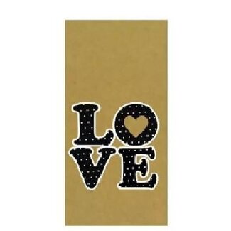 4A Kaart Label “Love” | Kleur: Bruin, Zwart en Wit | Lengte 5 centimeter | Breedte 10 centimeter | Per 20 kaarten