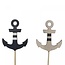 Anker Bijsteker “Maritiem” | Kleur: Blauw Wit | Diameter 6 centimeter | Lengte 7 centimeter | Lengte Bijsteker 20 centimeter | Per 10 bijstekers