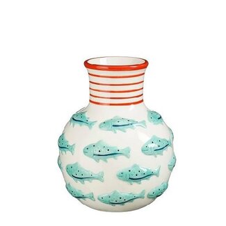 4A Vase en céramique en forme de poisson “Maritiem” | Couleur: Bleu clair | Diamètre 16 centimeter | Hauteur 19 centimeter | Par 2 vases