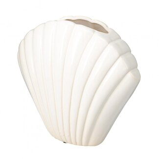 4A Keramieken Vaas Schelpvorm “Maritiem” | Kleur: Naturelle Wit | Diameter 26 centimeter | Hoogte 22 centimeter | Per 6 vazen