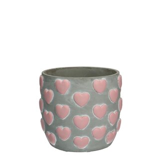 4A Pot de fleurs en céramique “Heart” | Couleur: Rose | Diamètre 13 centimeter | Hauteur 12.5 centimeter | Par 6 pots de fleurs