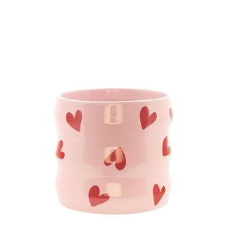 4A Ceramic Flowerpot “Hearts” | Colour: Pink | Diameter 9 centimetre | Height 9.5 centimetre | Per 8 flowerpots