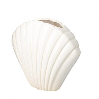 4A Vase en céramique forme coquillage “Maritime” | Couleur: Blanc naturel | Diamètre 17 centimeter | Hauteur 16.5 centimeter | Par 8 vases