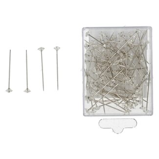 4A Spelden met Diamant Knop | Kleur: Transparant | Diameter 6 millimeter | Lengte 40 millimeter | Inhoud 85 spelden | Per doosje
