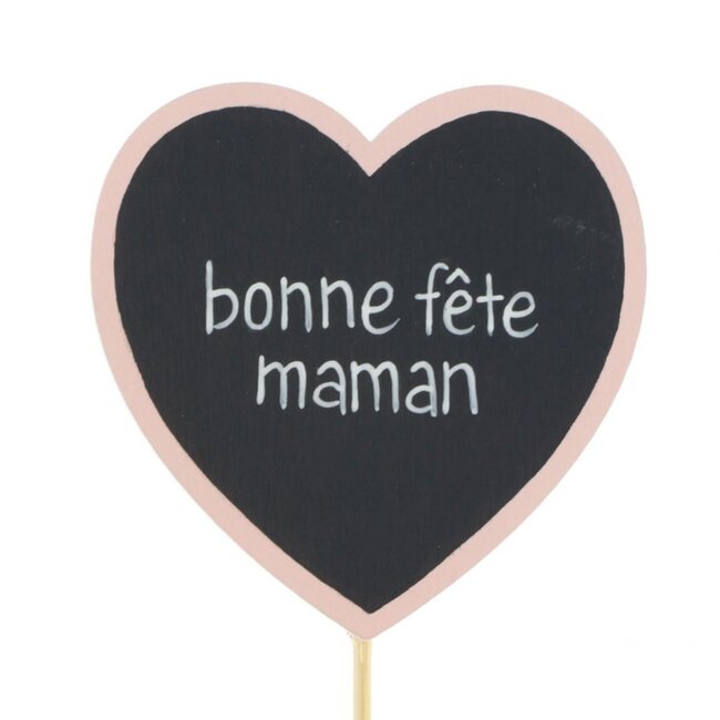 Herz-Stecker “Alles Gute zum Muttertag Mama” | Farbe: Hellrosa | Länge Stecker ± 10 centimeter | Durchmesser Herz 6 centimeter | Pro 25 Stecker