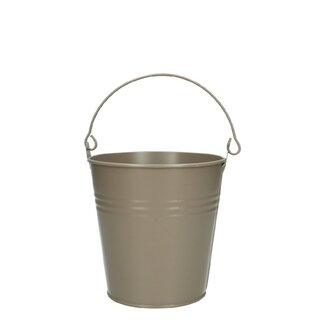 4A Zinken Emmer Bloempot Plantenpot “Breeze” | Kleur: Taupe | Diameter 13 centimeter | Hoogte 13 centimeter | Per 10 emmers