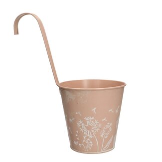 4A Pot suspendu en zinc Pot de fleur Pot pour plante “Celo” | Couleur: Rose clair | Diamètre 14 centimeter | Hauteur 29 centimeter | Par 12 pots suspendus
